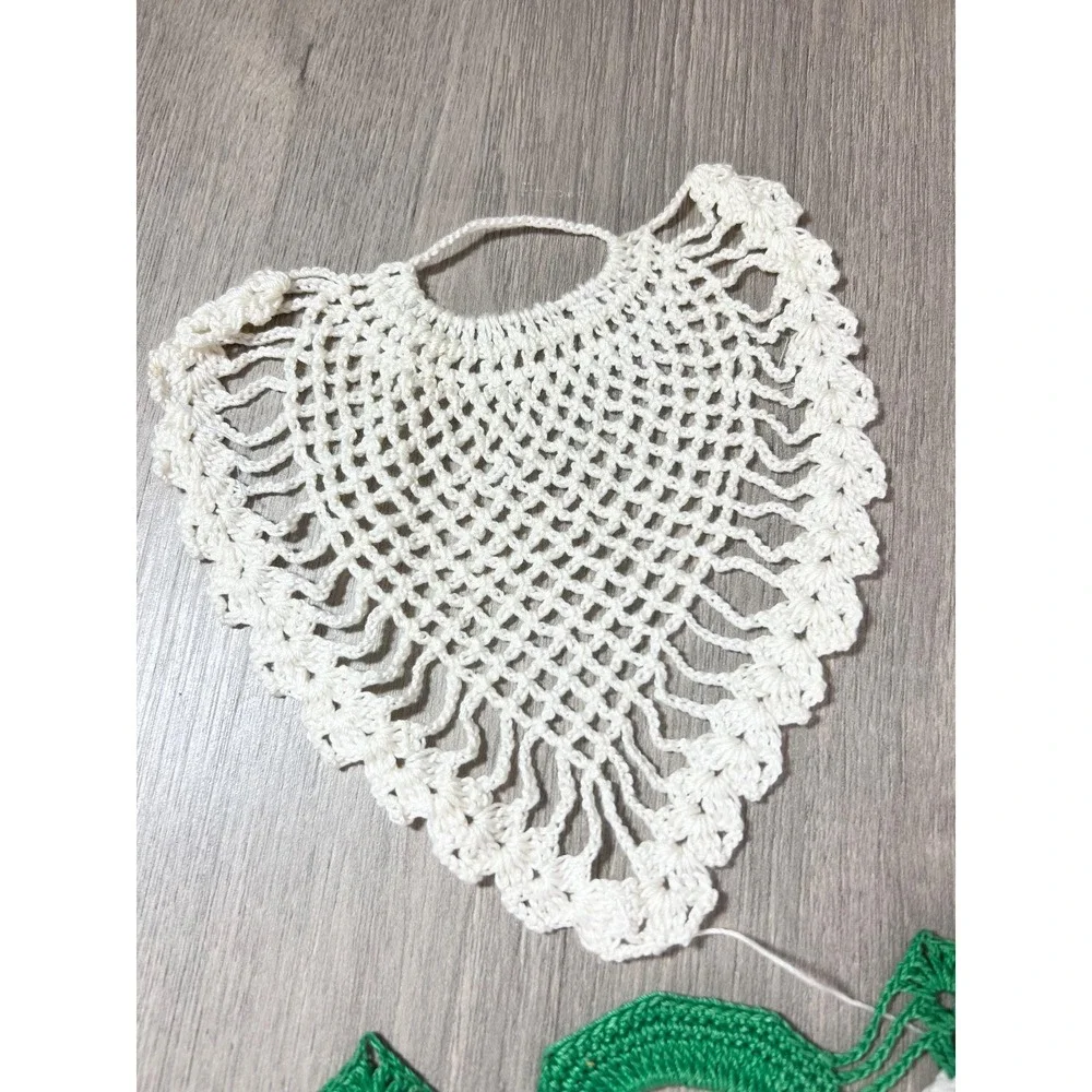 Vintage Handmade crochet heart doily sachet pillow